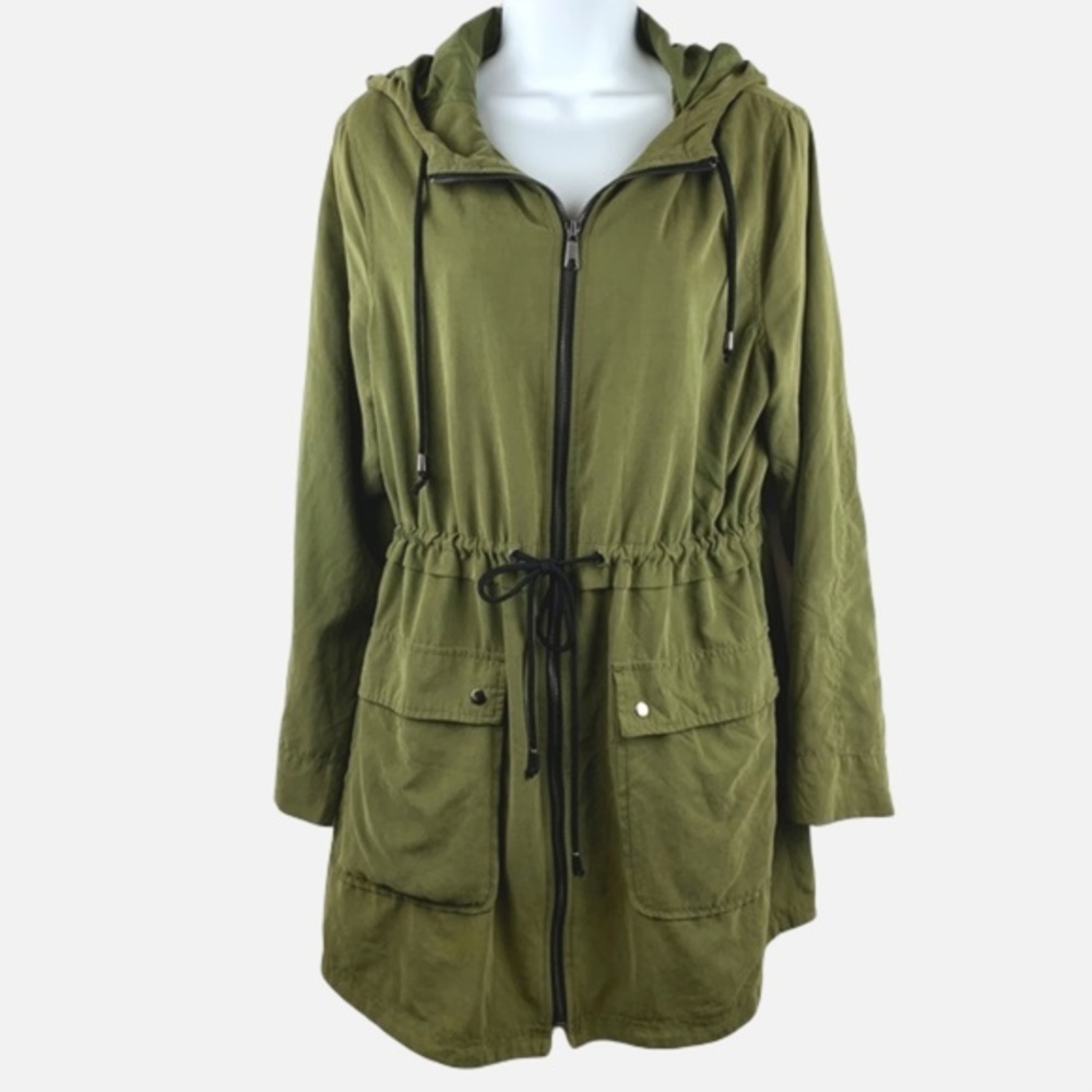 Old Navy Army Olive Green Trench Coat Parka Jacket